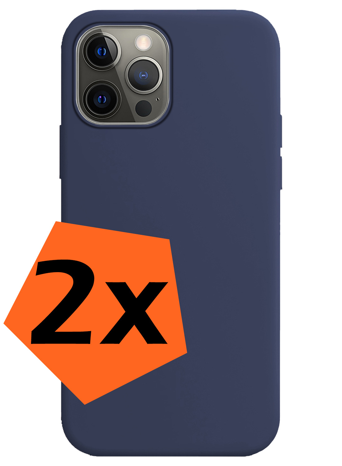 Nomfy Hoesje Geschikt voor iPhone 14 Pro Hoesje Siliconen Cover Case - Hoes Geschikt voor iPhone 14 Pro Hoes Back Case - 2-PACK - Donkerblauw