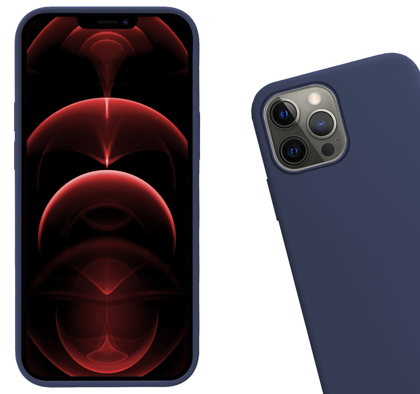 Hoes voor iPhone 14 Pro Hoesje Siliconen Case Back Cover - Hoes voor iPhone 14 Pro Hoes Cover Silicone - Donker Blauw - 2X