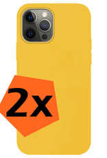 Hoes voor iPhone 14 Pro Hoesje Siliconen Case Back Cover - Hoes voor iPhone 14 Pro Hoes Cover Silicone - Geel - 2X