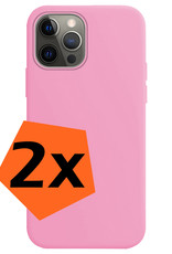 Nomfy Hoesje Geschikt voor iPhone 14 Pro Hoesje Siliconen Cover Case - Hoes Geschikt voor iPhone 14 Pro Hoes Back Case - 2-PACK - Lichtroze
