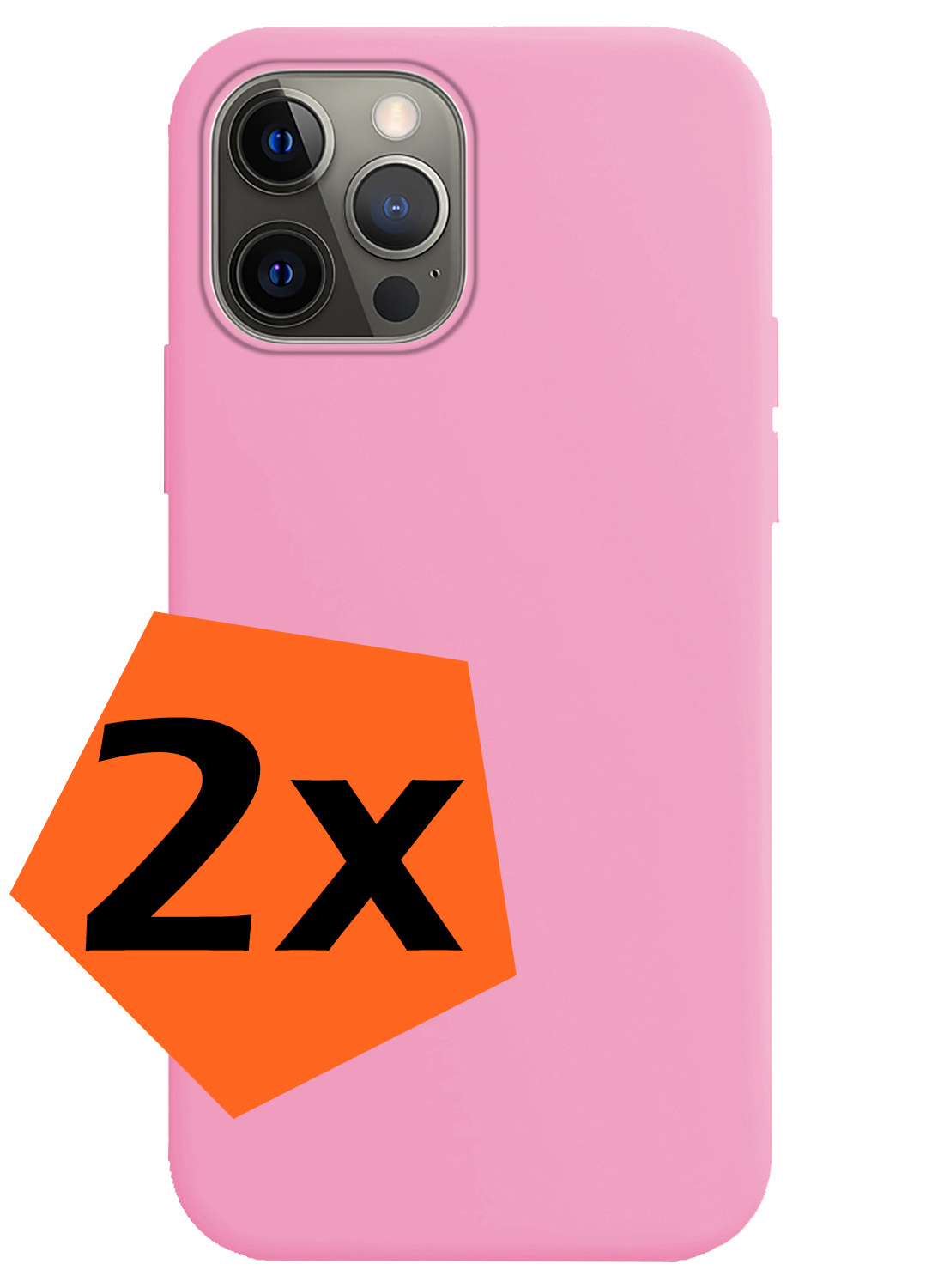 Nomfy Hoesje Geschikt voor iPhone 14 Pro Hoesje Siliconen Cover Case - Hoes Geschikt voor iPhone 14 Pro Hoes Back Case - 2-PACK - Lichtroze