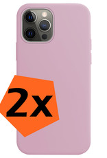 Hoes voor iPhone 14 Pro Hoesje Siliconen Case Back Cover - Hoes voor iPhone 14 Pro Hoes Cover Silicone - Lila - 2X