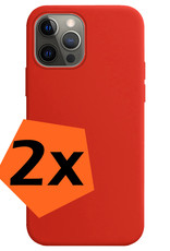Hoes voor iPhone 14 Pro Hoesje Siliconen Case Back Cover - Hoes voor iPhone 14 Pro Hoes Cover Silicone - Rood - 2X