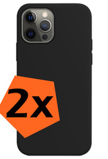Nomfy Hoesje Geschikt voor iPhone 14 Pro Hoesje Siliconen Cover Case - Hoes Geschikt voor iPhone 14 Pro Hoes Back Case - 2-PACK - Zwart