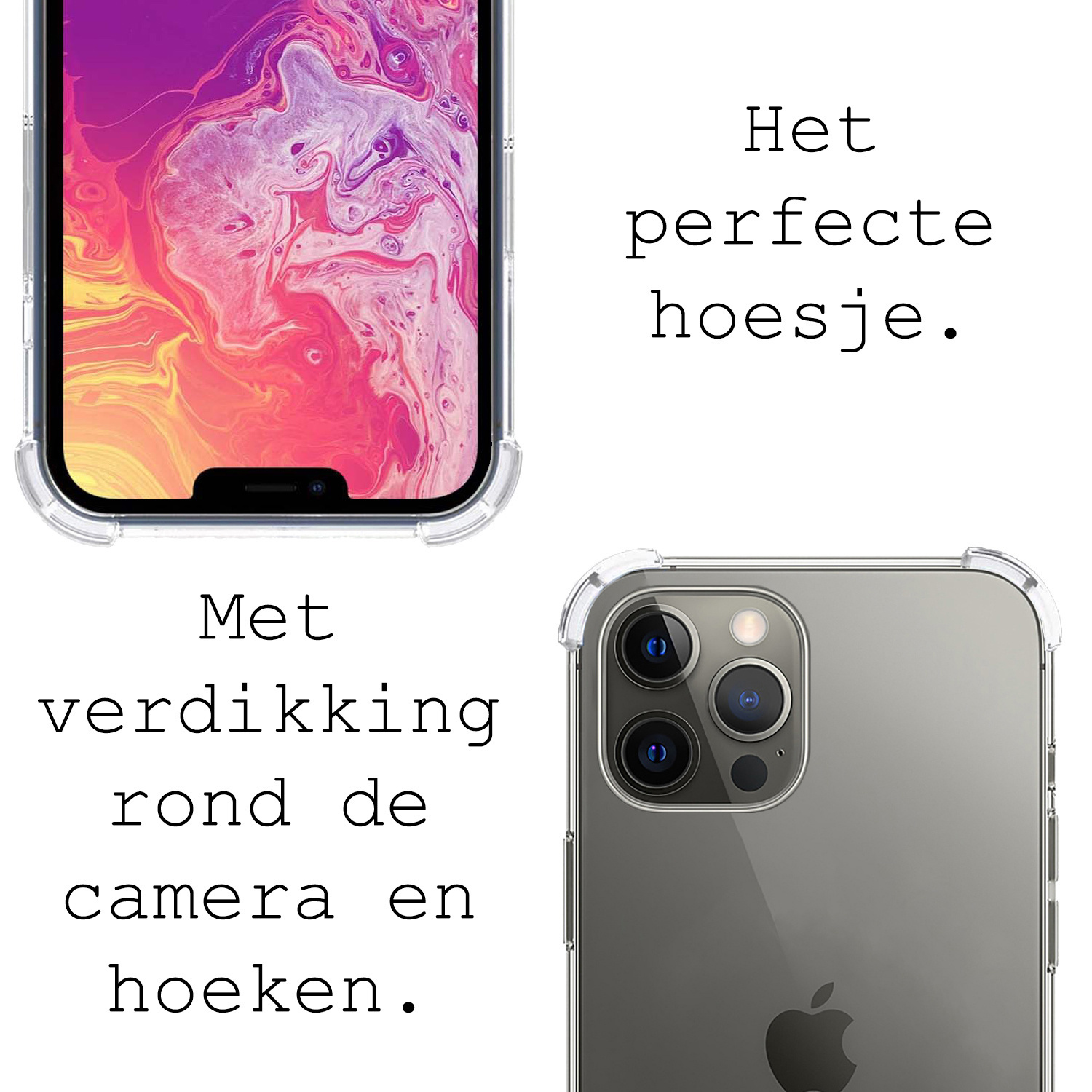 BASEY. Hoes Geschikt voor iPhone 14 Pro Hoesje Shock Proof Case Hoes Siliconen - Hoesje Geschikt voor iPhone 14 Pro Hoes Cover Shockproof - Transparant - 2 Stuks