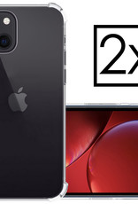 NoXx Hoes Geschikt voor iPhone 14 Hoesje Siliconen Cover Shock Proof Back Case Shockproof Hoes - Transparant - 2x