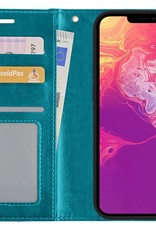 BASEY. Hoes Geschikt voor iPhone 14 Pro Max Hoesje Bookcase Hoes Flip Case Book Cover - Hoesje Geschikt voor iPhone 14 Pro Max Hoes Book Case Hoesje - Turquoise
