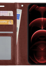 Nomfy Hoesje Geschikt voor iPhone 14 Hoes Bookcase Flipcase Book Cover - Hoes Geschikt voor iPhone 14 Hoesje Book Case - Bruin