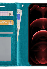 Nomfy Hoesje Geschikt voor iPhone 14 Hoes Bookcase Flipcase Book Cover - Hoes Geschikt voor iPhone 14 Hoesje Book Case - Turquoise