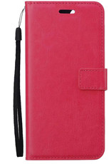 Hoes voor iPhone 14 Plus Hoes Bookcase Flipcase Book Cover - Hoes voor iPhone 14 Plus Hoesje Book Case - Donker Roze