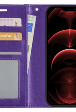 Nomfy Hoesje Geschikt voor iPhone 14 Plus Hoes Bookcase Flipcase Book Cover - Hoes Geschikt voor iPhone 14 Plus Hoesje Book Case - Paars