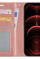 Hoes voor iPhone 14 Pro Hoes Bookcase Flipcase Book Cover - Hoes voor iPhone 14 Pro Hoesje Book Case - Rose Goud