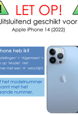 Hoes voor iPhone 14 Hoesje Book Case Hoes Flip Cover Bookcase - Donker Blauw