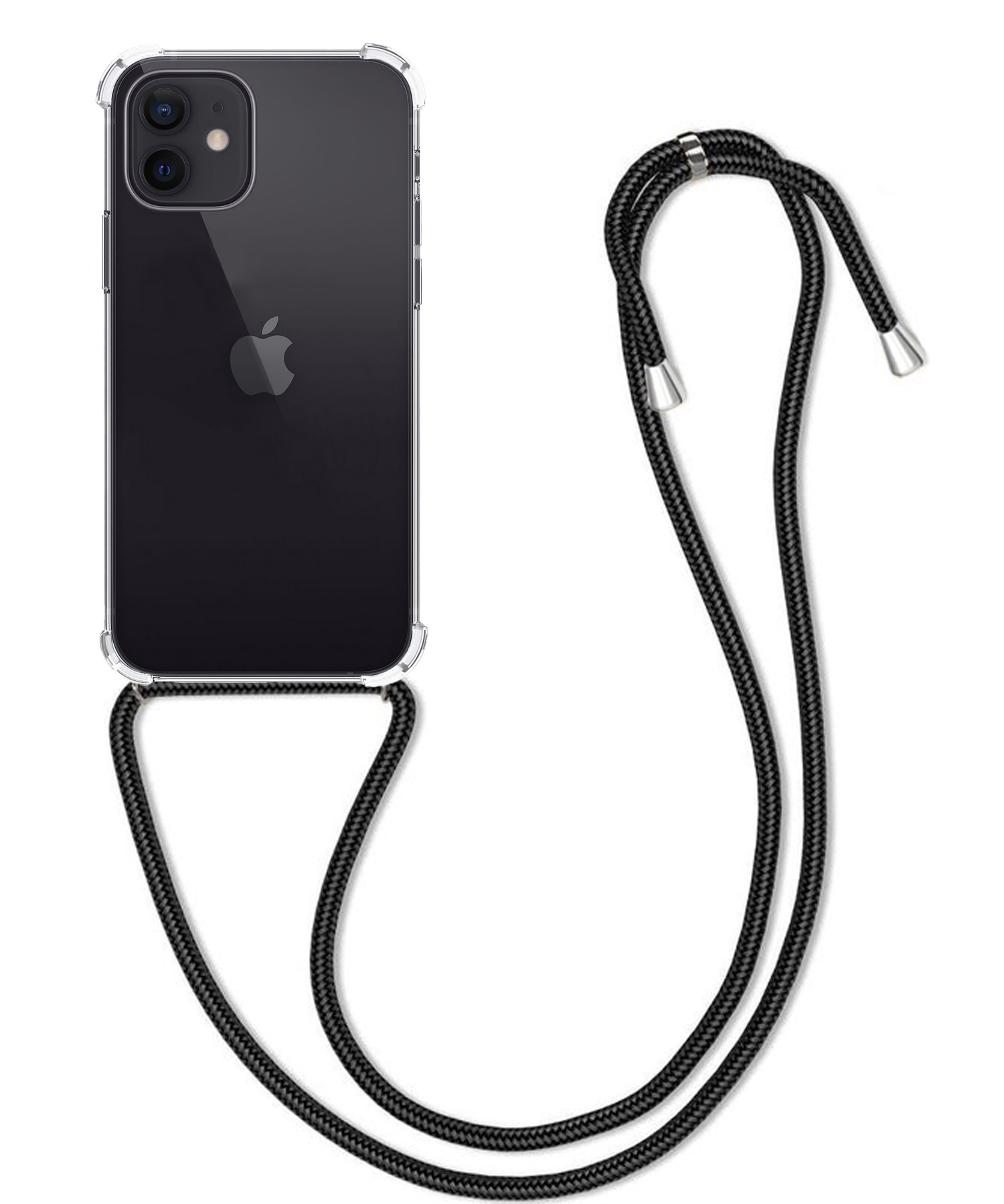 BASEY. Hoes Geschikt voor iPhone 14 Hoesje Shock Proof Case Met Koord Shock Hoes Met Koord - Hoesje Geschikt voor iPhone 14 Hoes Cover Met Koord - Transparant