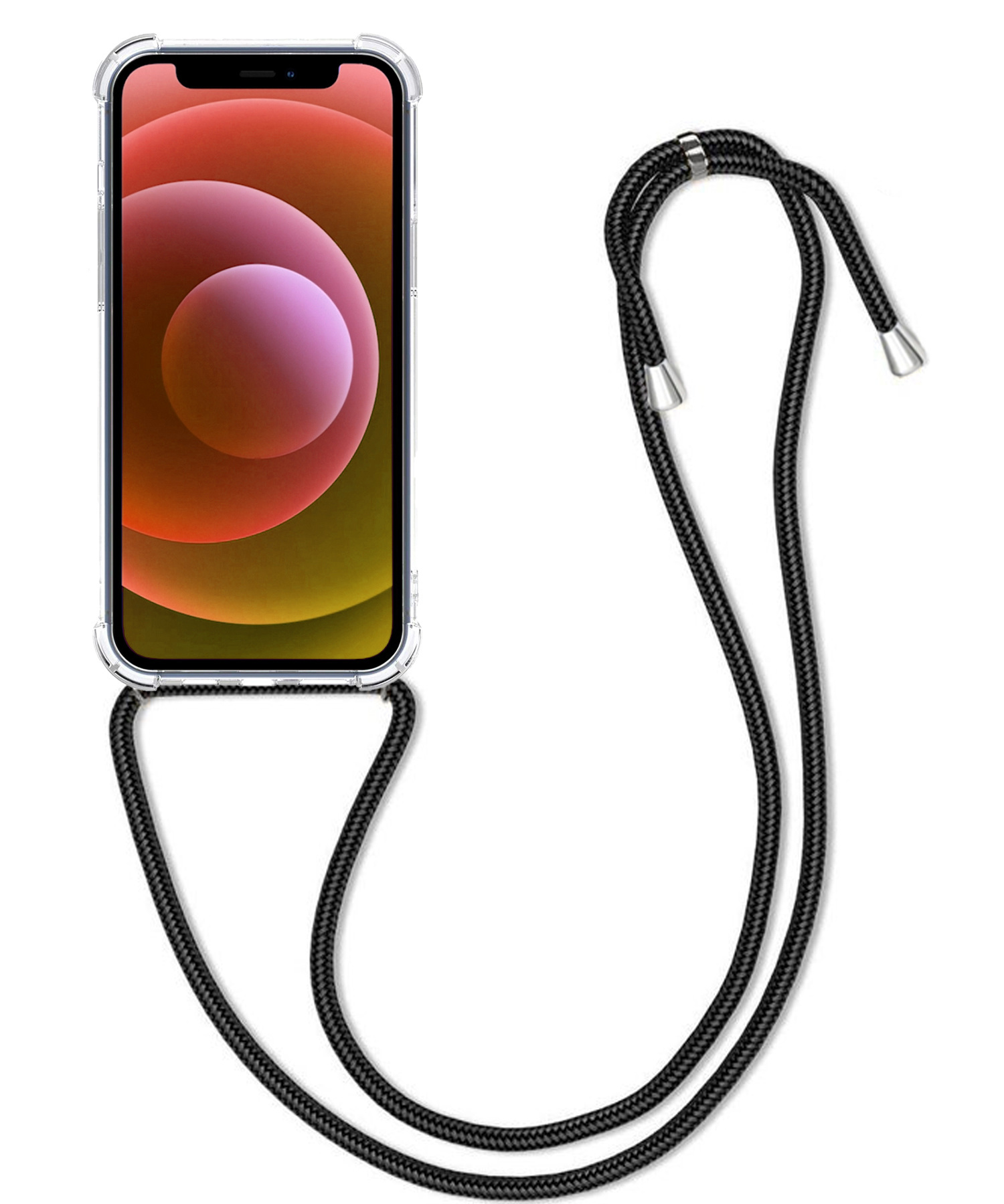 BASEY. Hoes Geschikt voor iPhone 14 Hoesje Shock Proof Case Met Koord Shock Hoes Met Koord - Hoesje Geschikt voor iPhone 14 Hoes Cover Met Koord - Transparant