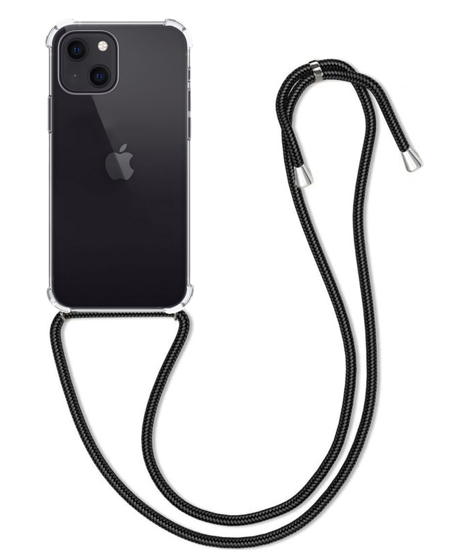 BASEY. Hoes Geschikt voor iPhone 14 Plus Hoesje Shock Proof Case Met Koord Shock Hoes Met Koord - Hoesje Geschikt voor iPhone 14 Plus Hoes Cover Met Koord - Transparant