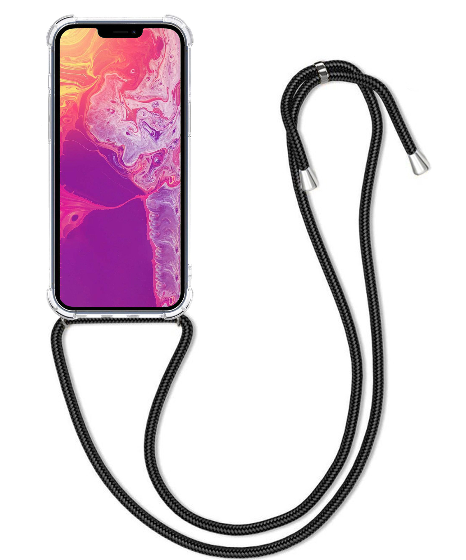 BASEY. Hoes Geschikt voor iPhone 14 Plus Hoesje Shock Proof Case Met Koord Shock Hoes Met Koord - Hoesje Geschikt voor iPhone 14 Plus Hoes Cover Met Koord - Transparant