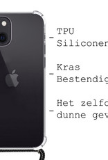 BASEY. Hoes Geschikt voor iPhone 14 Plus Hoesje Shock Proof Case Met Koord Shock Hoes Met Koord - Hoesje Geschikt voor iPhone 14 Plus Hoes Cover Met Koord - Transparant