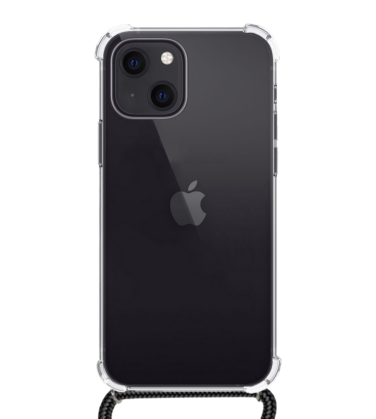 BASEY. Hoes Geschikt voor iPhone 14 Plus Hoesje Shock Proof Case Met Koord Shock Hoes Met Koord - Hoesje Geschikt voor iPhone 14 Plus Hoes Cover Met Koord - Transparant