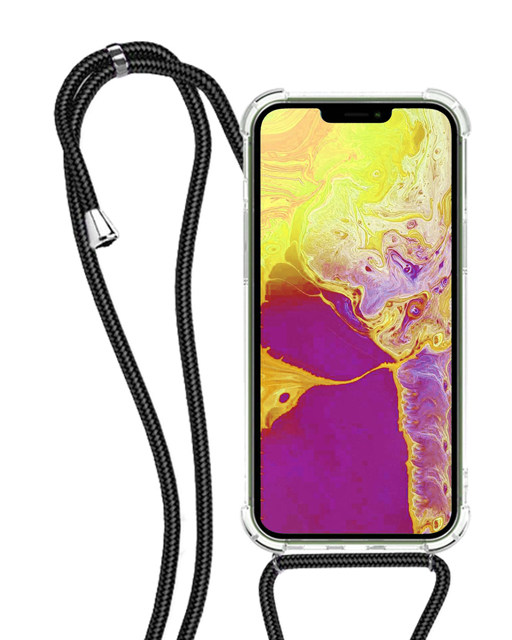 NoXx Hoes Geschikt voor iPhone 14 Plus Hoesje Transparant Met Telefoonkoord Cover Shock Proof Case Koord Hoes