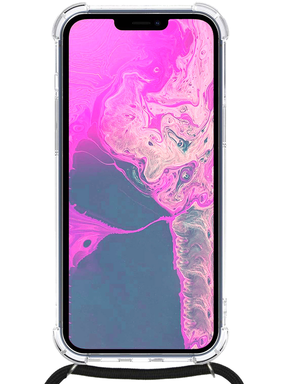 Nomfy Hoesje Geschikt voor iPhone 14 Plus Hoesje Shock Proof Transparant Met Telefoonketting Case Shock Koord - Hoesje Geschikt voor iPhone 14 Plus Shock Proof Case Met Koord - Transparant