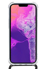 BASEY. Hoes Geschikt voor iPhone 14 Pro Hoesje Shock Proof Case Met Koord Shock Hoes Met Koord - Hoesje Geschikt voor iPhone 14 Pro Hoes Cover Met Koord - Transparant