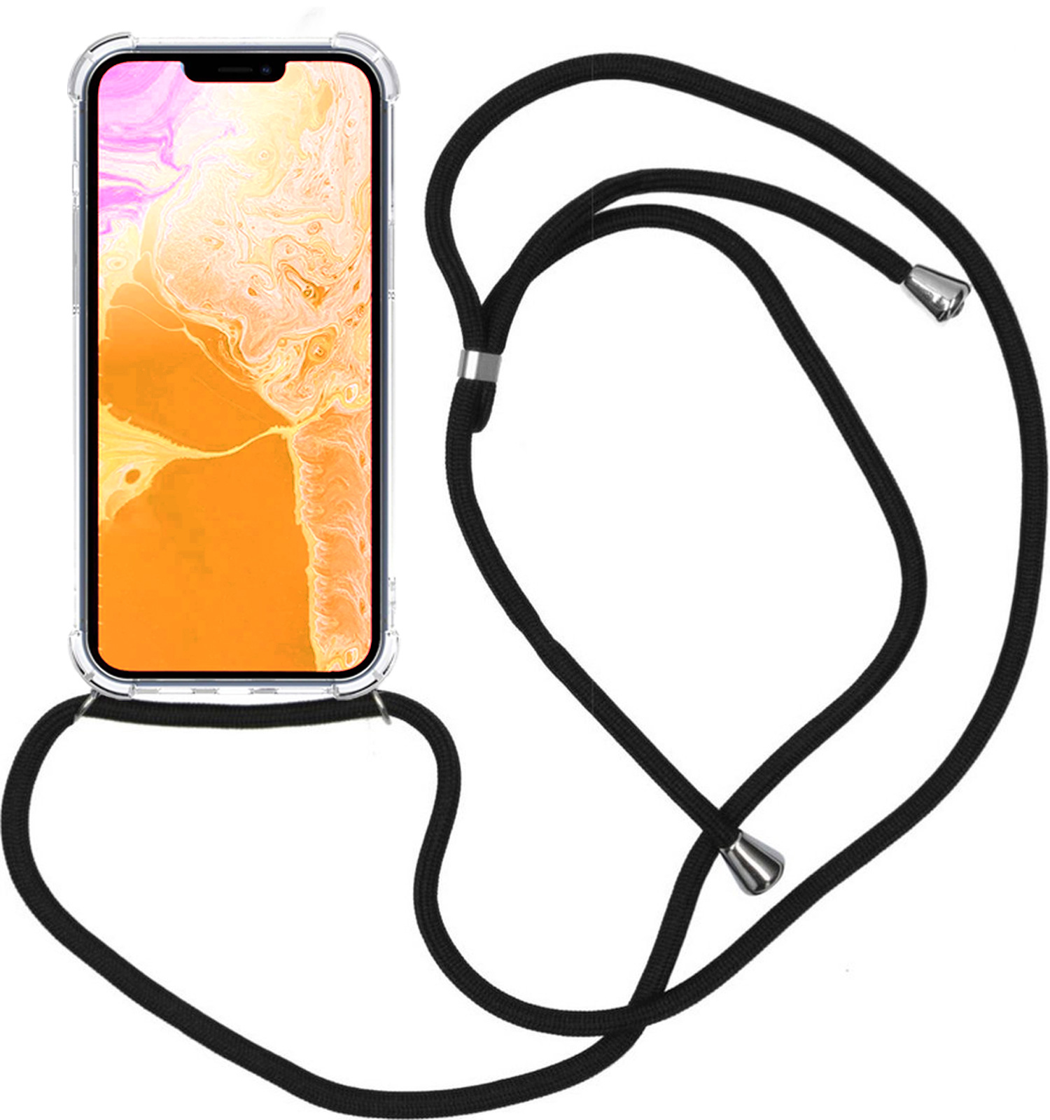 Nomfy Hoesje Geschikt voor iPhone 14 Pro Hoesje Shock Proof Transparant Met Telefoonketting Case Shock Koord - Hoesje Geschikt voor iPhone 14 Pro Shock Proof Case Met Koord - Transparant