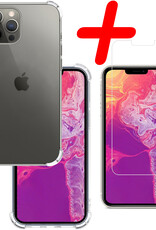 BASEY. Hoes Geschikt voor iPhone 14 Pro Hoesje Shock Proof Case Hoes Siliconen Met Screenprotector - Hoesje Geschikt voor iPhone 14 Pro Hoes Cover Shockproof - Transparant