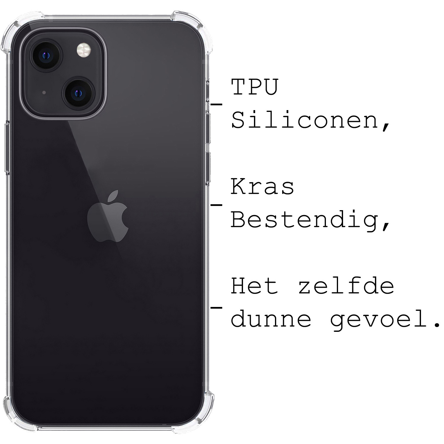 BASEY. Hoes Geschikt voor iPhone 14 Hoesje Shock Proof Case Hoes Siliconen Met 2x Screenprotector - Hoesje Geschikt voor iPhone 14 Hoes Cover Shockproof - Transparant