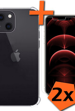 Hoes voor iPhone 14 Hoesje Shock Proof Cover Case Shockproof Met 2x Screenprotector - Hoes voor iPhone 14 Transparant Shock Proof Back Case