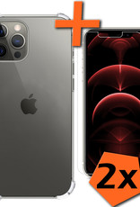 Nomfy Hoesje Geschikt voor iPhone 14 Pro Hoesje Shock Proof Cover Case Shockproof Met 2x Screenprotector - Hoes Geschikt voor iPhone 14 Pro Hoes Siliconen Back Case - Transparant