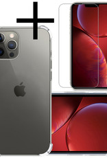 NoXx Hoes Geschikt voor iPhone 14 Pro Hoesje Siliconen Cover Shock Proof Back Case Shockproof Hoes Met Screenprotector - Transparant