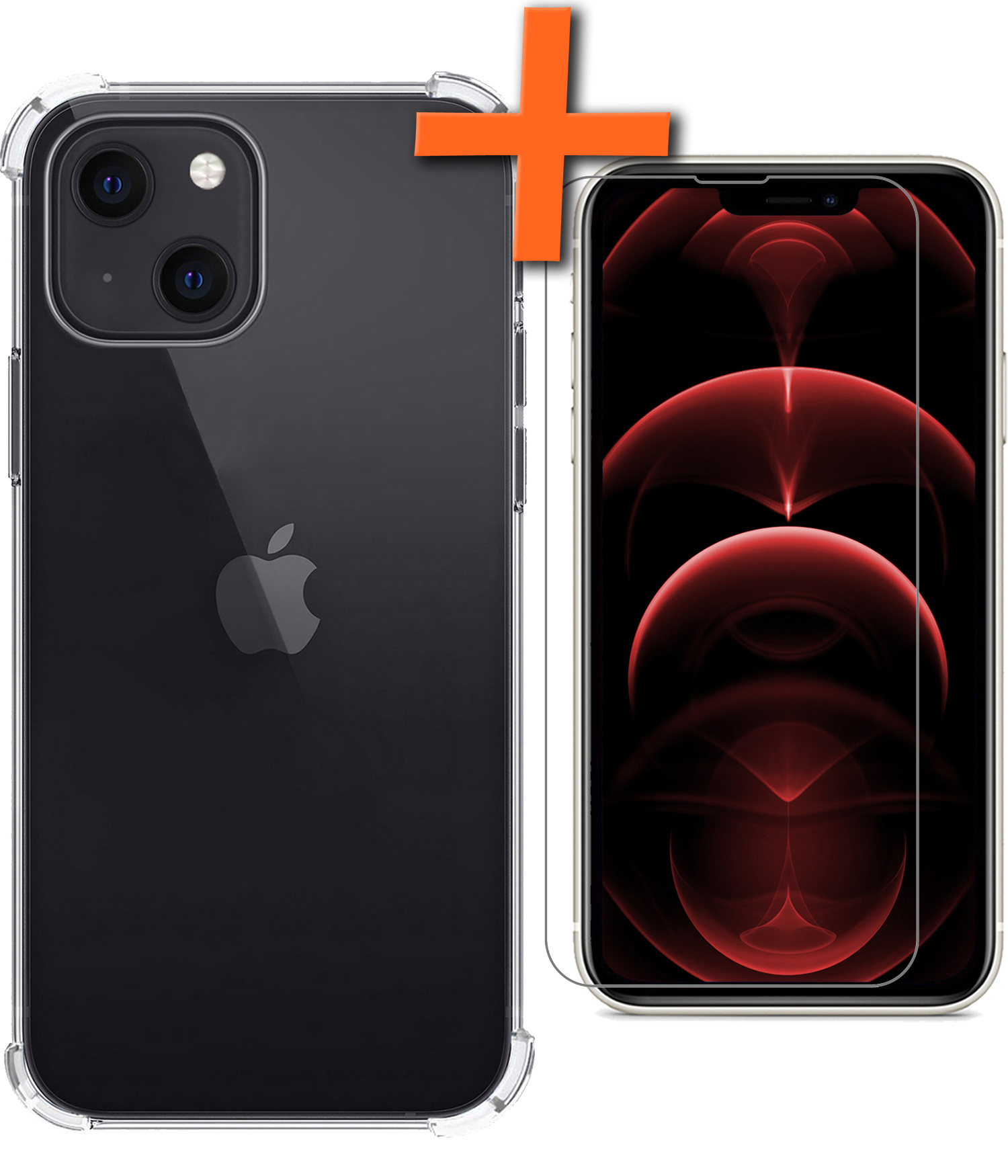 Hoes voor iPhone 14 Plus Hoesje Shockproof Met Screenprotector - Hoes voor iPhone 14 Plus Shock Proof Case Met Beschermglas - Transparant