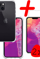 Hoes voor iPhone 14 Hoesje Shock Proof Met 2x Screenprotector Tempered Glass - Hoes voor iPhone 14 Screen Protector Beschermglas Full Screen Hoes Shockproof - Transparant
