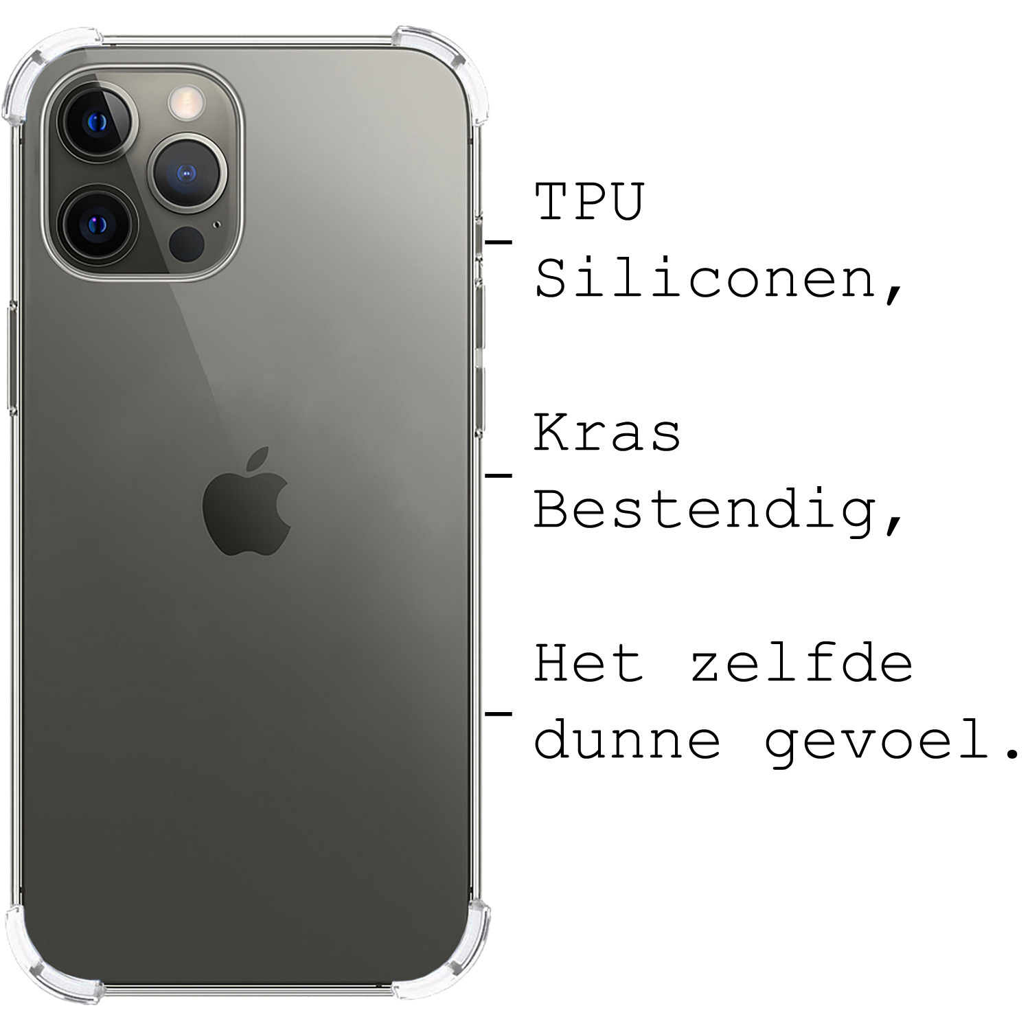 BASEY. Hoes Geschikt voor iPhone 14 Pro Max Hoesje Shock Proof Case Hoes Siliconen Met 2x Screenprotector - Hoesje Geschikt voor iPhone 14 Pro Max Hoes Cover Shockproof - Transparant