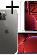 NoXx Hoes Geschikt voor iPhone 14 Pro Max Hoesje Siliconen Cover Shock Proof Back Case Shockproof Hoes Met 2x Screenprotector - Transparant