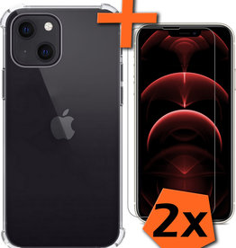 Nomfy iPhone 14 Mini Hoesje Shockproof Met 2x Screenprotector Met Dichte Notch