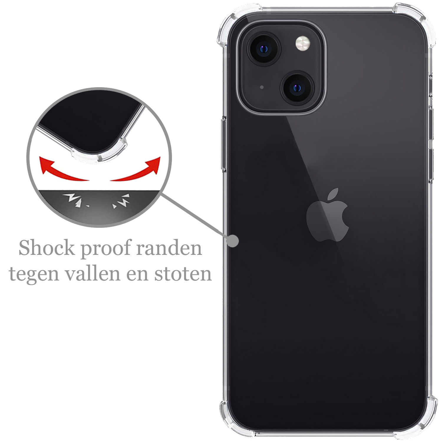 Nomfy Hoesje Geschikt voor iPhone 14 Plus Hoesje Shock Proof Cover Case Shockproof Met 2x Screenprotector - Hoes Geschikt voor iPhone 14 Plus Hoes Siliconen Back Case - Transparant