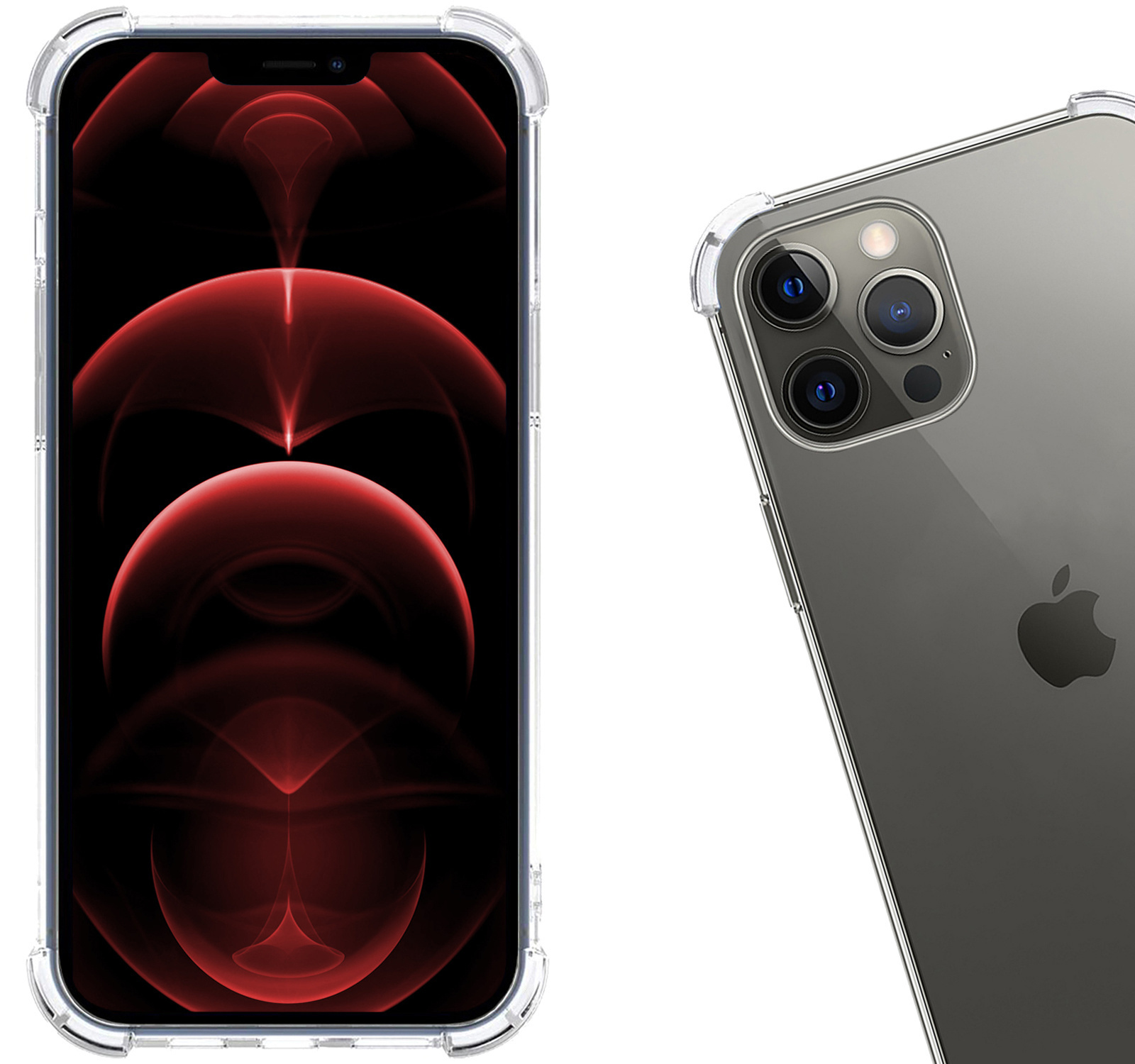 Hoes voor iPhone 14 Pro Hoesje Shockproof Met 2x Screenprotector - Hoes voor iPhone 14 Pro Shock Proof Case Met 2x Beschermglas - Transparant