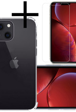 Hoes Geschikt voor iPhone 14 Hoesje Siliconen Cover Shock Proof Back Case Shockproof Hoes Met Screenprotector - Transparant