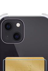 NoXx Hoes Geschikt voor iPhone 14 Hoesje Pasjeshouder Cover Shock Proof Case Siliconen Hoes Met Kaarthouder - Transparant