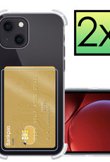 NoXx Hoes Geschikt voor iPhone 14 Hoesje Pasjeshouder Cover Shock Proof Case Siliconen Hoes Met Kaarthouder - Transparant - 2x