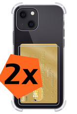 Nomfy Hoesje Geschikt voor iPhone 14 Hoesje Pasjeshouder Shockproof Pas Houder - Hoesje Geschikt voor iPhone 14 Hoes Met Kaarthouder - Transparant - 2 PACK