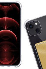 Nomfy Hoesje Geschikt voor iPhone 14 Hoesje Pasjeshouder Shockproof Pas Houder - Hoesje Geschikt voor iPhone 14 Hoes Met Kaarthouder - Transparant - 2 PACK