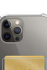 NoXx Hoes Geschikt voor iPhone 14 Pro Hoesje Pasjeshouder Cover Shock Proof Case Siliconen Hoes Met Kaarthouder - Transparant - 2x