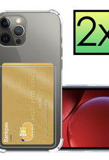 NoXx Hoes voor iPhone 14 Pro Max Hoesje Transparant Cover Shock Proof Case Hoes Met Pasjeshouder - 2x
