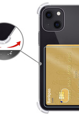 Nomfy Hoes voor iPhone 14 Hoesje Pasjeshouder Met 2x Screenprotector - Hoes voor iPhone 14 Pas Houder Case Met 2x Beschermglas - Transparant