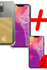 BASEY. Hoes Geschikt voor iPhone 14 Pro Hoesje Shock Proof Case Hoes Met 2x Screenprotector - Hoesje Geschikt voor iPhone 14 Pro Hoes Cover Shockproof - Transparant