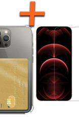 Nomfy Hoesje Geschikt voor iPhone 14 Pro Hoesje Pasjeshouder Shockproof Pas Houder Met Screenprotector - Hoesje Geschikt voor iPhone 14 Pro Hoes Met Kaarthouder - Transparant