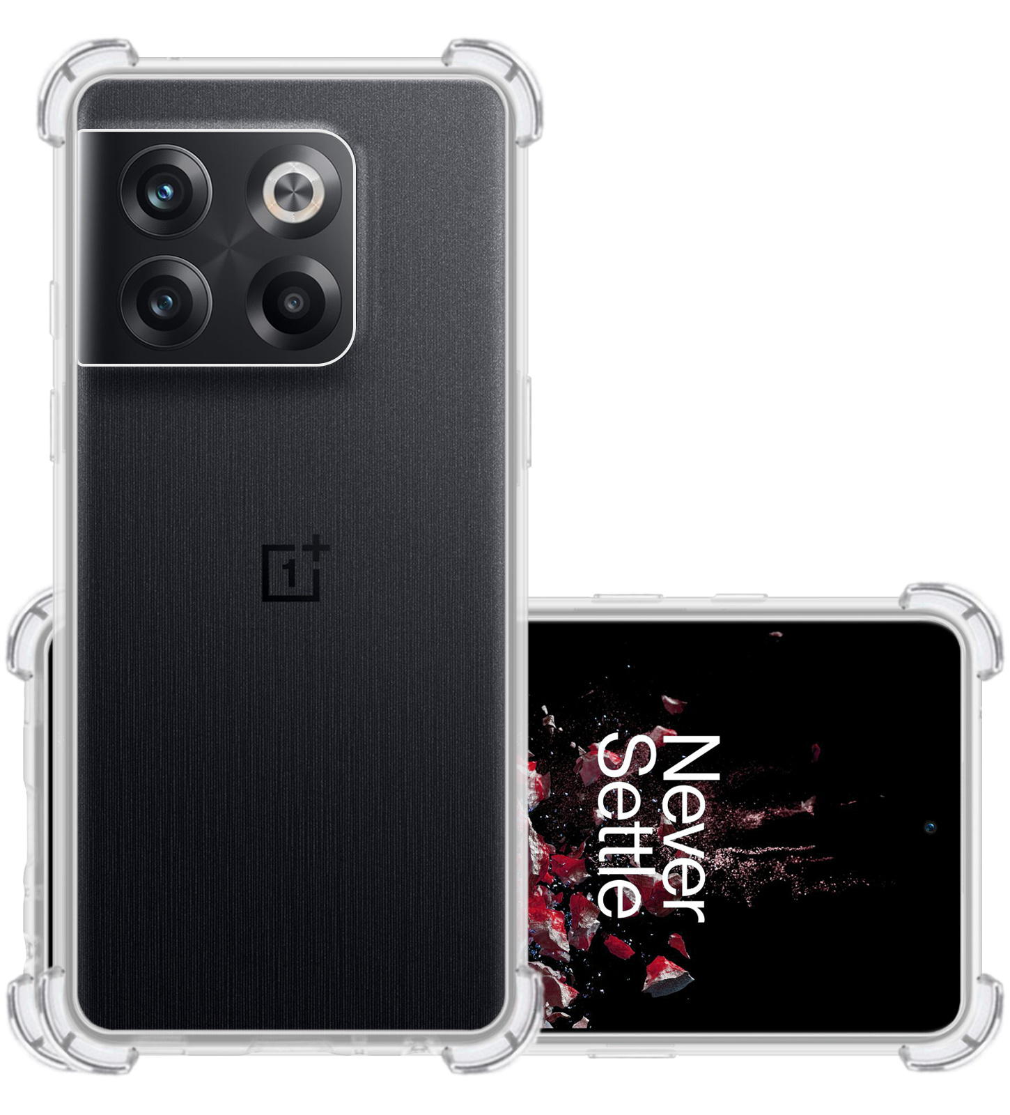 NoXx Hoes Geschikt voor OnePlus 10T Hoesje Siliconen Cover Shock Proof Back Case Shockproof Hoes - Transparant